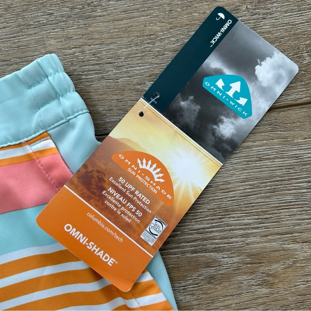 Columbia Omni Shade Swim Trunks Shorts Youth Large Striped Omni Wicking NEW - Picture 3 of 11